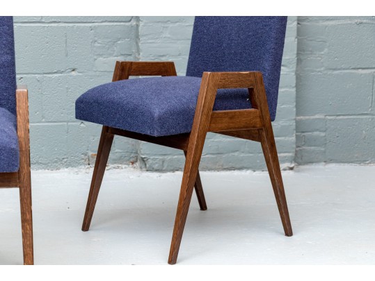 Set Of Three MCM Style Upholstered Armchairs