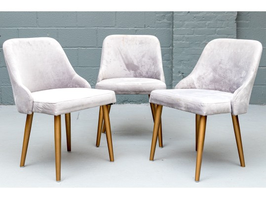 Chic Set Of Three Upholstered Side Chairs