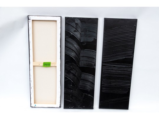 Set Of Three Acrylic Contemporary Paintings On Canvas