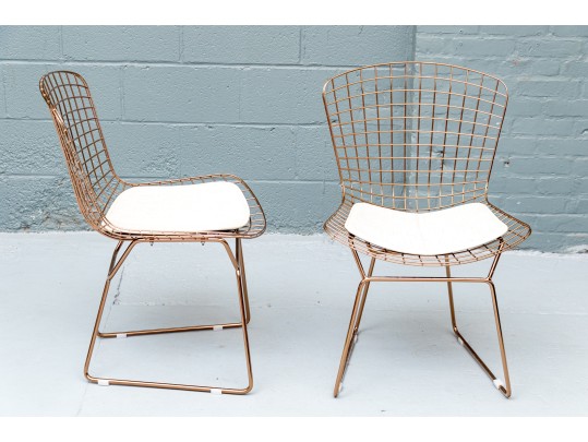 Pair Of Glamorous Wire Mesh Side Chairs