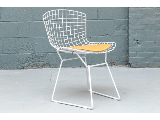 A White Finished Wire Mesh Side Chair