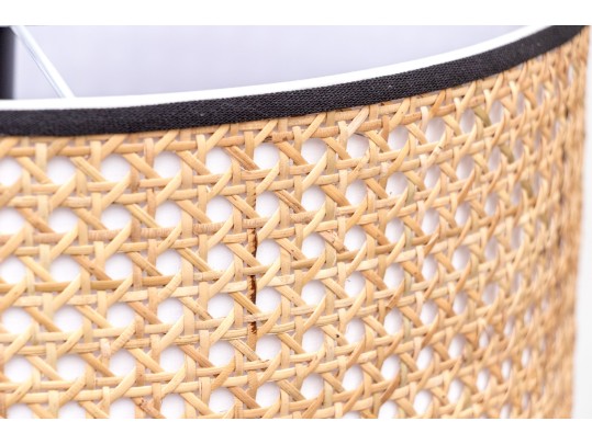 Cane And Fabric Wall Mounted Light Fixture With Its Shade