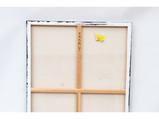 Pair Of Black And White Acrylic On Canvas Abstract Paintings