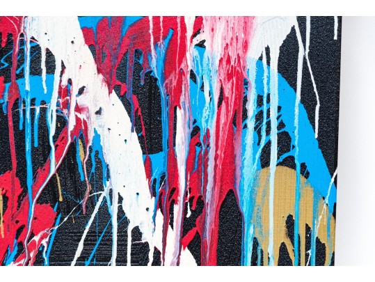 Set Of Four Decorative Acrylic On Canvas, Abstracts