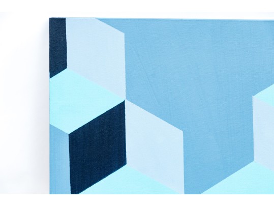 Decorative Acrylic On Canvas, Geometric Cubes