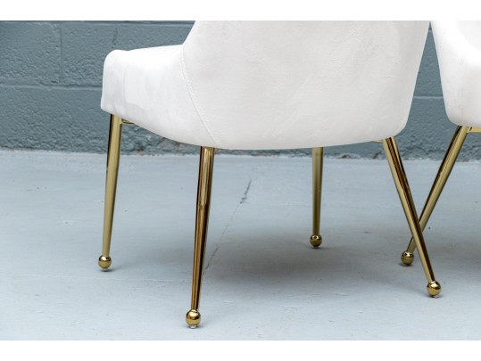 Elegant Pair Of Cream Upholstered Accent Side Chairs