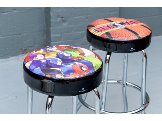 Awesome Pair Of Basketball Themed Bar Stools