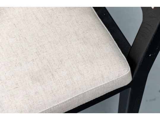 Black Finished Accent Side Chair With Caned Seat Back