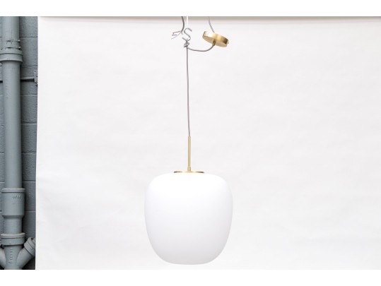 Cieling Mounted Pendant Lighting Fixture With Oversized White Shade