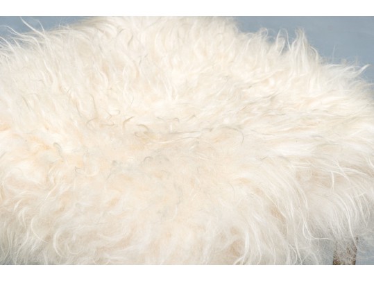 Pair Of Chic Shag Upholstered Stools