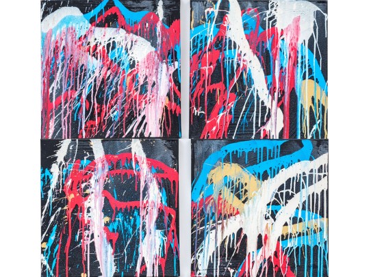 Set Of Four Decorative Acrylic On Canvas, Abstracts
