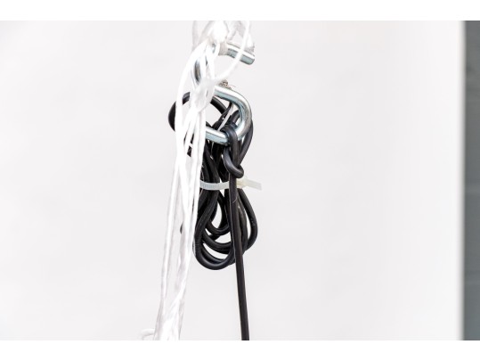 Stylish Brass And Enameled Six Light Chandelier