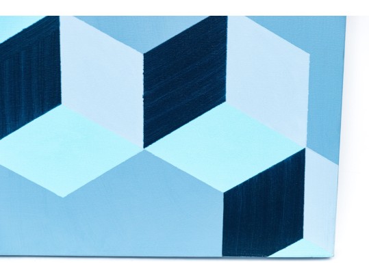 Decorative Acrylic On Canvas, Geometric Cubes