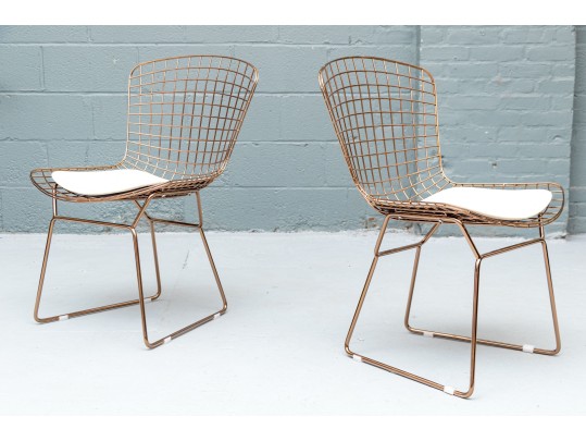 Pair Of Glamorous Wire Mesh Side Chairs