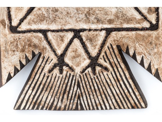 Decorative Carved And Painted Wood And Glass Beaded Bird