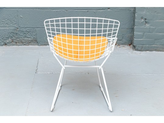 A White Finished Wire Mesh Side Chair
