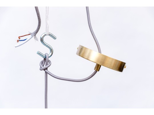 Cieling Mounted Pendant Lighting Fixture With Oversized White Shade