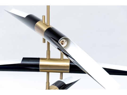 Brass Finished Six Light Contemporary Chandelier