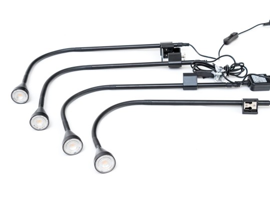 Set Of Four Black Adjustable Desk Lights
