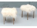 Pair Of Chic Shag Upholstered Stools