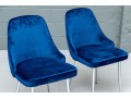 Chic Set Of Three Blue Upholstered Side Chairs