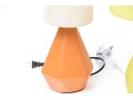 Set Of Three Intertek Ceramic Table Lamps In Green And Orange