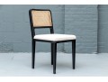 Black Finished Accent Side Chair With Caned Seat Back