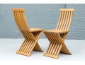 Awesome Pair Of Collapsible Slatted Accent Side Chairs