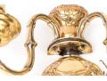 Pair Of Brass Clad Twin Light Wall Sconces - As-is