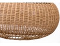 Rustic Three Light Chandelier With Cushion Form Woven Shade