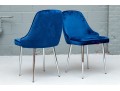 Chic Set Of Three Blue Upholstered Side Chairs