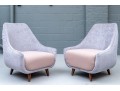 Pair Of Upholstered Mcm Style Lounge Chairs