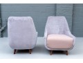 Pair Of Upholstered Mcm Style Lounge Chairs