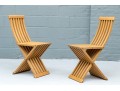 Awesome Pair Of Collapsible Slatted Accent Side Chairs