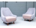 Pair Of Upholstered Mcm Style Lounge Chairs