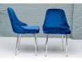 Chic Set Of Three Blue Upholstered Side Chairs