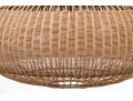 Rustic Three Light Chandelier With Cushion Form Woven Shade