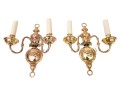 Pair Of Brass Clad Twin Light Wall Sconces - As-is