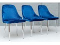 Chic Set Of Three Blue Upholstered Side Chairs