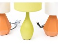 Set Of Three Intertek Ceramic Table Lamps In Green And Orange