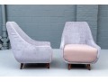 Pair Of Upholstered Mcm Style Lounge Chairs
