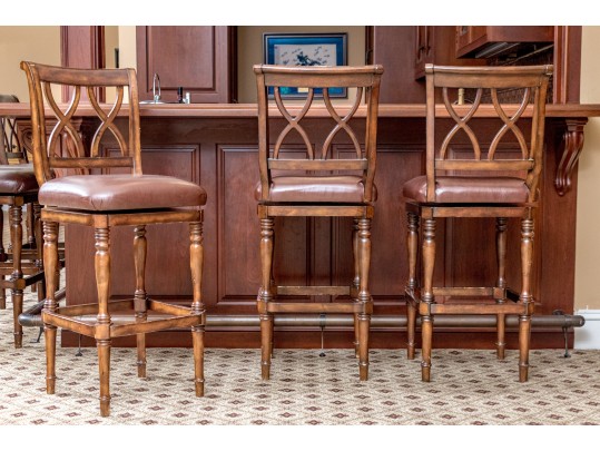 Set Of Three Quality Hillsdale Furniture Swivel Barstools