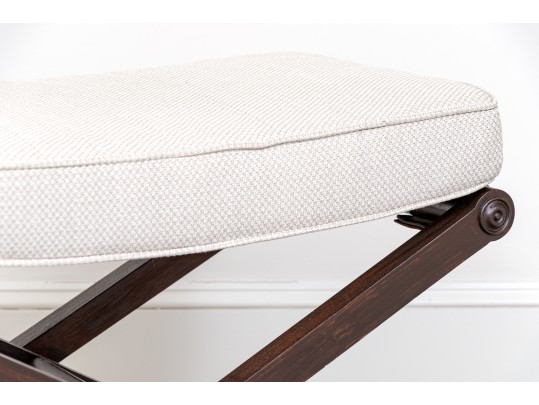 Upholstered Mahogany Finished Collapsible Stool