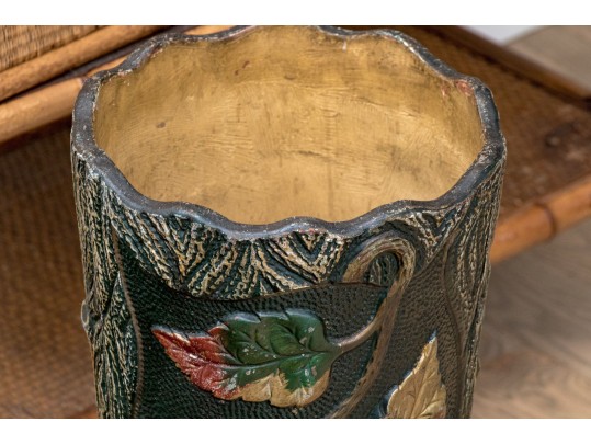 Vintage Faux Bois Ceramic Umbrella Stand