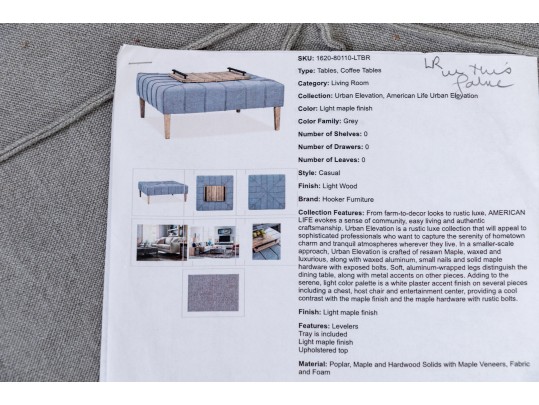 Hooker Furniture Urban Elevation Upholstered Coffee Table