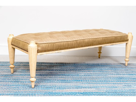 Chic Neoclassical Button Tufted Bench