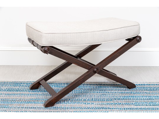 Upholstered Mahogany Finished Collapsible Stool