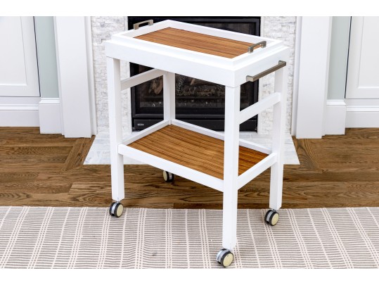 Contemporary Farmhouse Chic Tray Top Bar Cart
