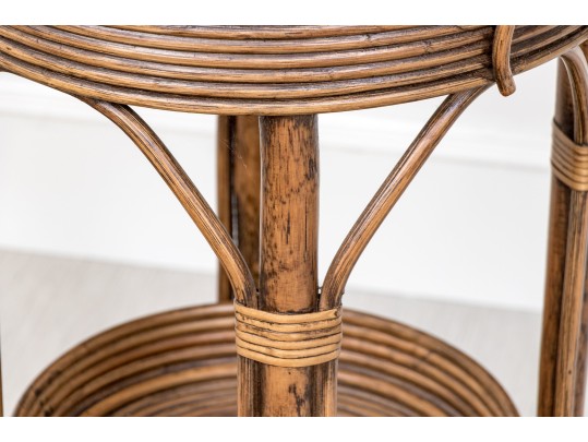 Bamboo And Rattan Two-Tier End Table