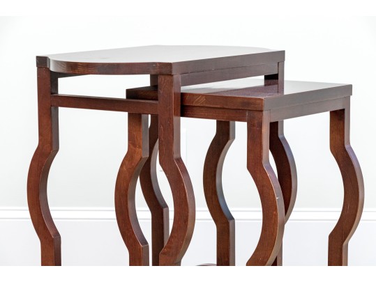 Mahogany Finished Set Of Two Nesting Tables